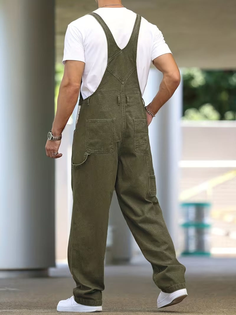 Męskie długie ogrodniczki z szerokimi nogawkami