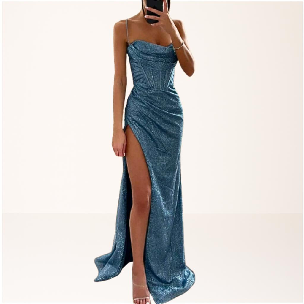 Elegant Diva Maxi Dress featuring intricate sequin details and a stylish corset design, perfect for special occasions and evening events. 2