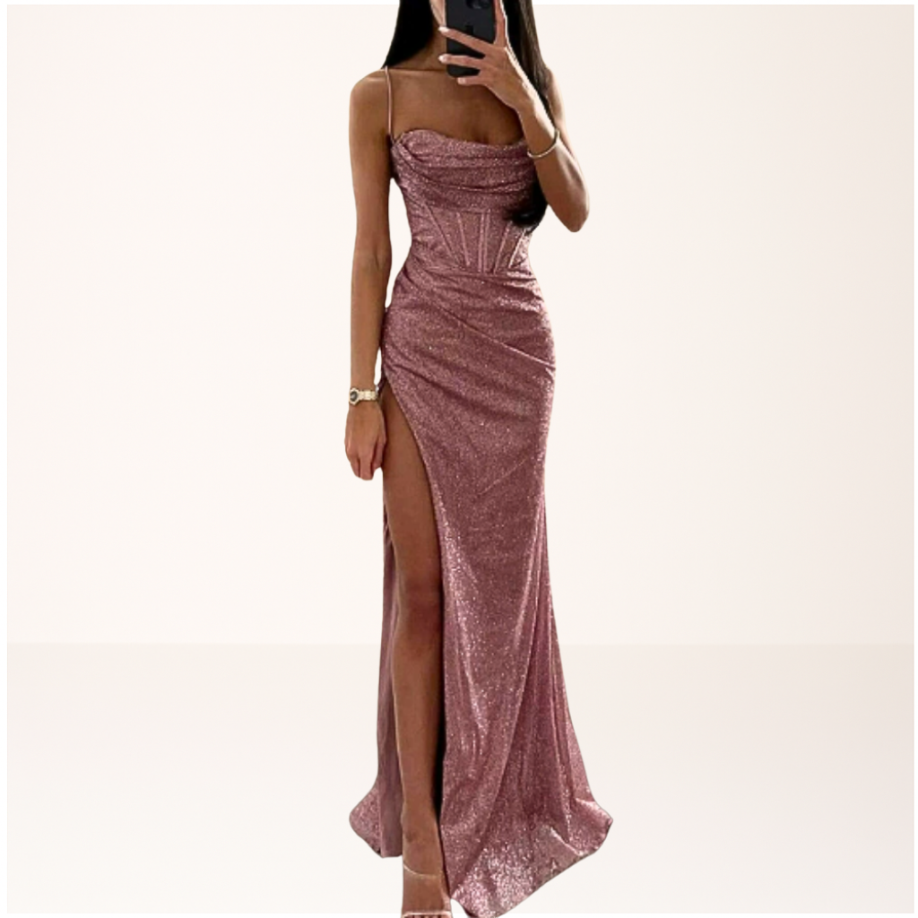 Elegant Diva Maxi Dress featuring intricate sequin details and a stylish corset design, perfect for special occasions and evening events. 3