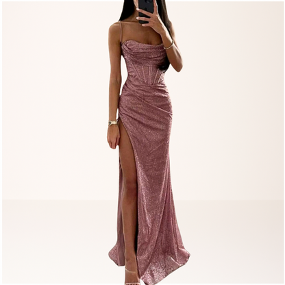 Elegant Diva Maxi Dress featuring intricate sequin details and a stylish corset design, perfect for special occasions and evening events. 3