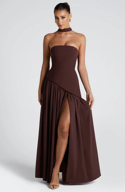 Diva Women’s Maxi Dress featuring a stylish corset design and high slit, perfect for elegant occasions and special events. 6