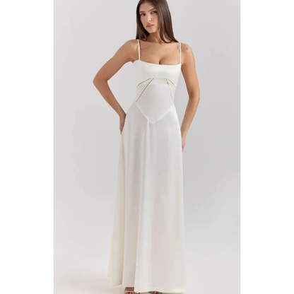 Elegancka sukienka maxi z gorsetową górą i rozkloszowanym dołem