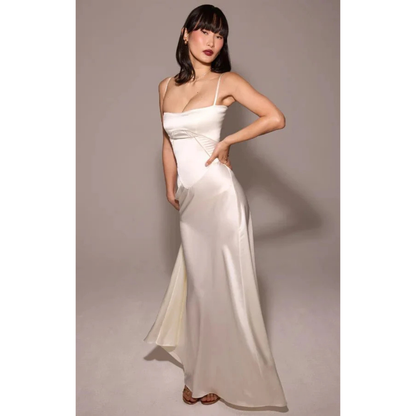 Elegancka sukienka maxi z gorsetową górą i rozkloszowanym dołem