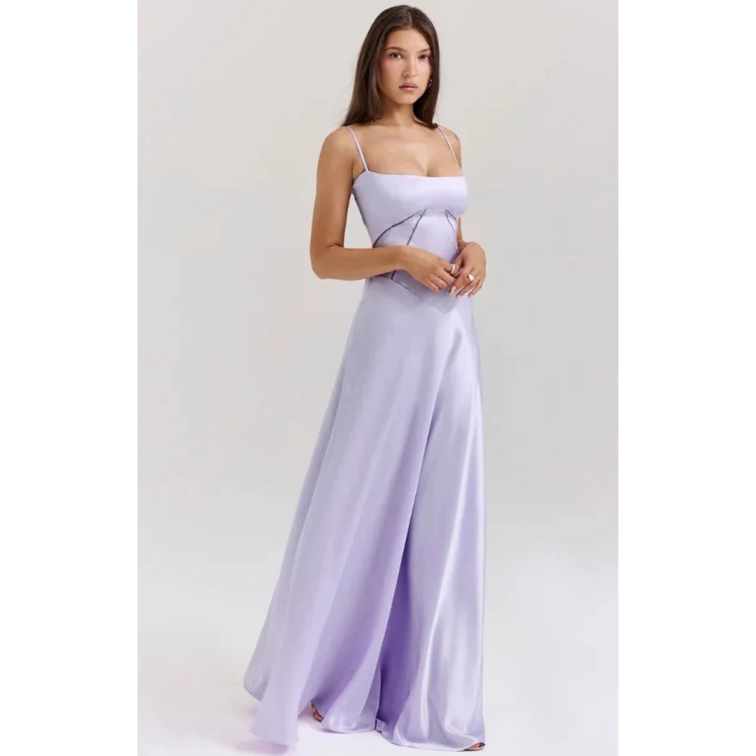 Elegancka sukienka maxi z gorsetową górą i rozkloszowanym dołem