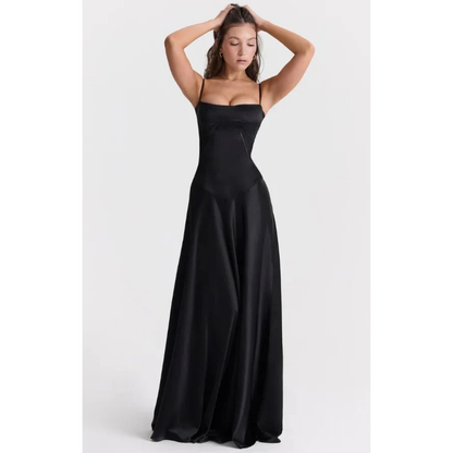 Elegancka sukienka maxi z gorsetową górą i rozkloszowanym dołem