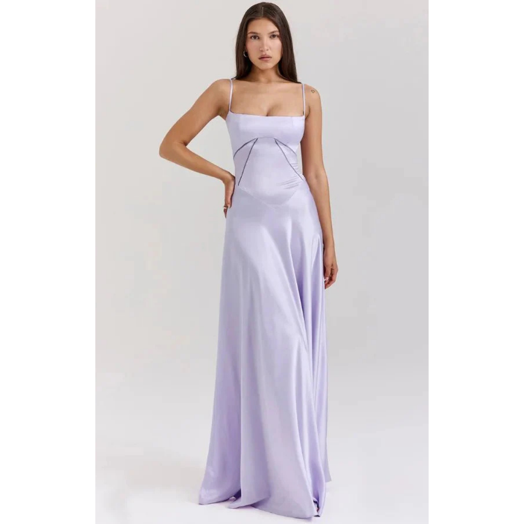 Elegancka sukienka maxi z gorsetową górą i rozkloszowanym dołem