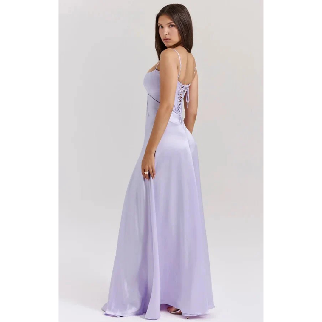 Elegancka sukienka maxi z gorsetową górą i rozkloszowanym dołem