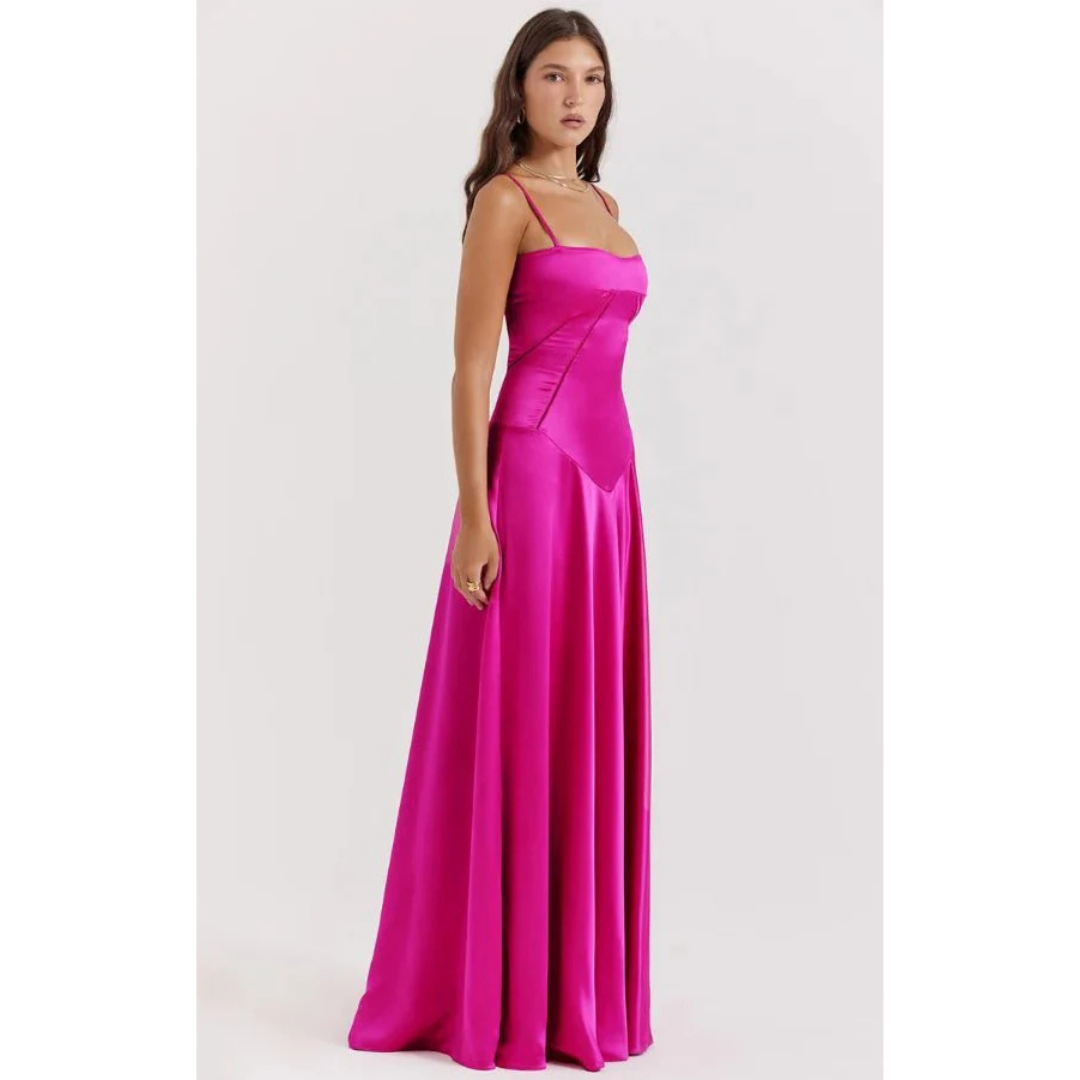 Elegancka sukienka maxi z gorsetową górą i rozkloszowanym dołem