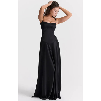 Elegancka sukienka maxi z gorsetową górą i rozkloszowanym dołem