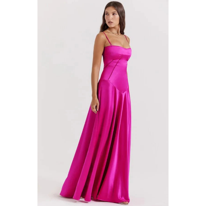 Elegancka sukienka maxi z gorsetową górą i rozkloszowanym dołem