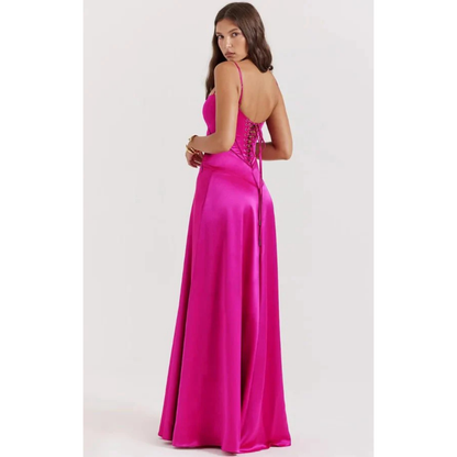 Elegancka sukienka maxi z gorsetową górą i rozkloszowanym dołem