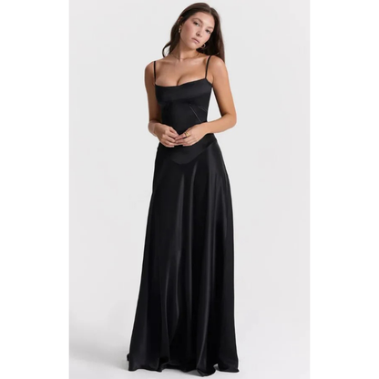 Elegancka sukienka maxi z gorsetową górą i rozkloszowanym dołem