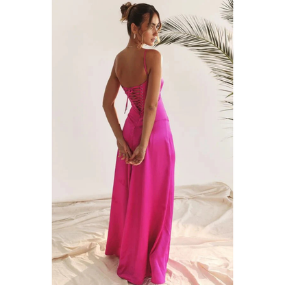 Elegancka sukienka maxi z gorsetową górą i rozkloszowanym dołem