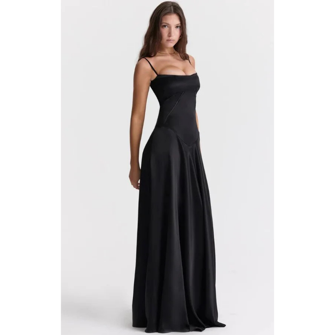 Elegancka sukienka maxi z gorsetową górą i rozkloszowanym dołem