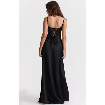 Elegancka sukienka maxi z gorsetową górą i rozkloszowanym dołem