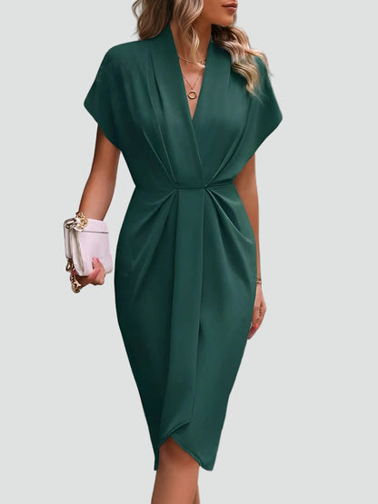 Ewa Women’s Midi Dress featuring a stylish wrap design and elegant pleats, perfect for any occasion. 5