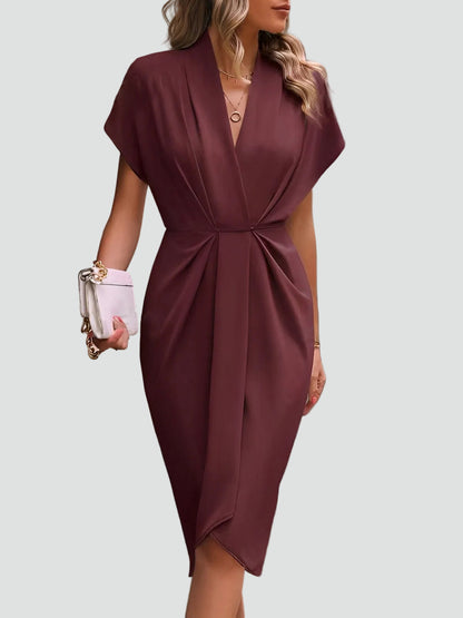 Ewa Women’s Midi Dress featuring a stylish wrap design and elegant pleats, perfect for any occasion. 6