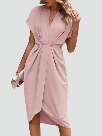 Ewa Women’s Midi Dress featuring a stylish wrap design and elegant pleats, perfect for any occasion. 8