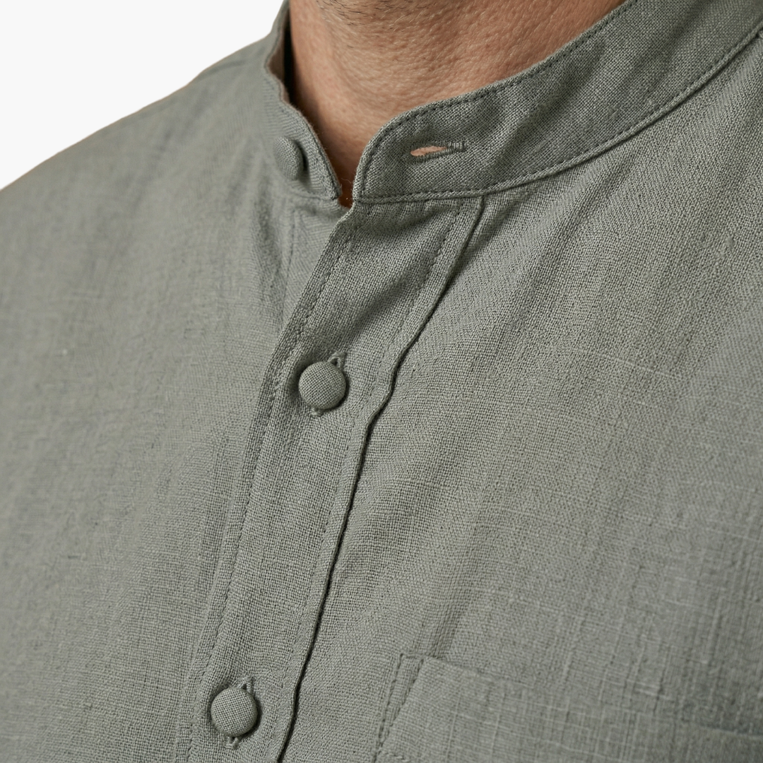 Lato Men's Set featuring a stylish long sleeve shirt paired with comfortable drawstring pants, perfect for casual wear or lounging. 5