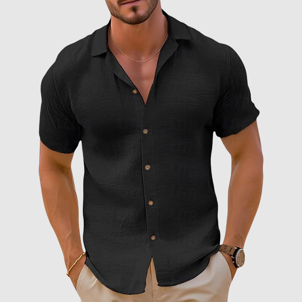 Męska koszula Lorenzo z klasycznym kołnierzykiem, luźnym krojem i eleganckim designem, 1