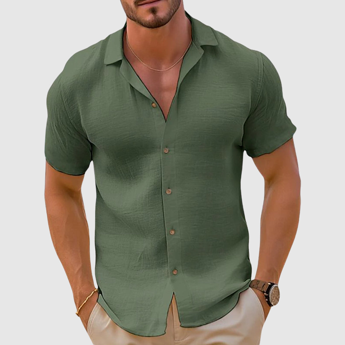 Męska koszula Lorenzo z klasycznym kołnierzykiem, luźnym krojem i eleganckim designem, 4