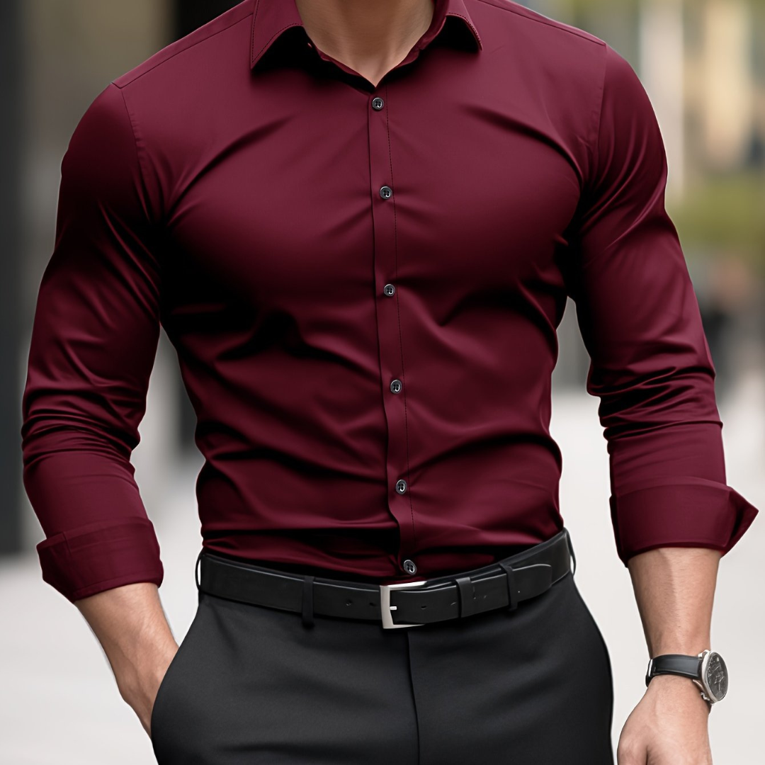 Męska koszula slim fit z długim rękawem i zapięciem na guziki