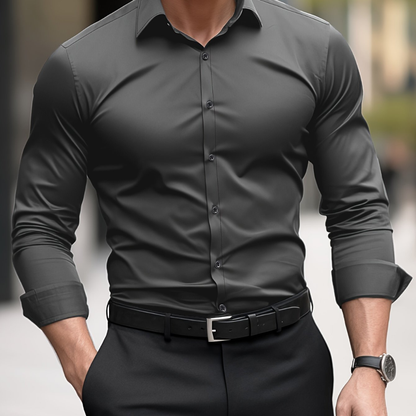 Męska koszula slim fit z długim rękawem i zapięciem na guziki