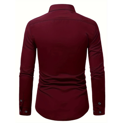 Męska koszula slim fit z długim rękawem i zapięciem na guziki