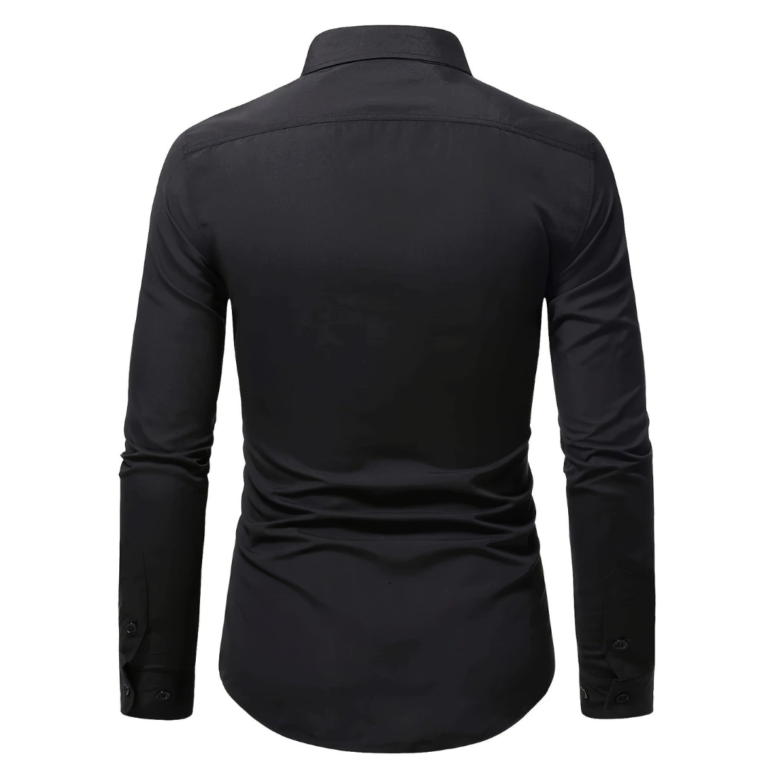 Męska koszula slim fit z długim rękawem i zapięciem na guziki
