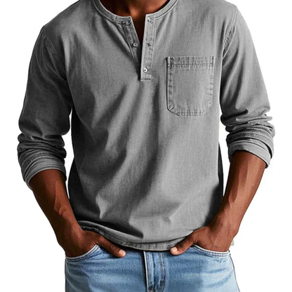 Męska koszulka Henley z długim rękawem