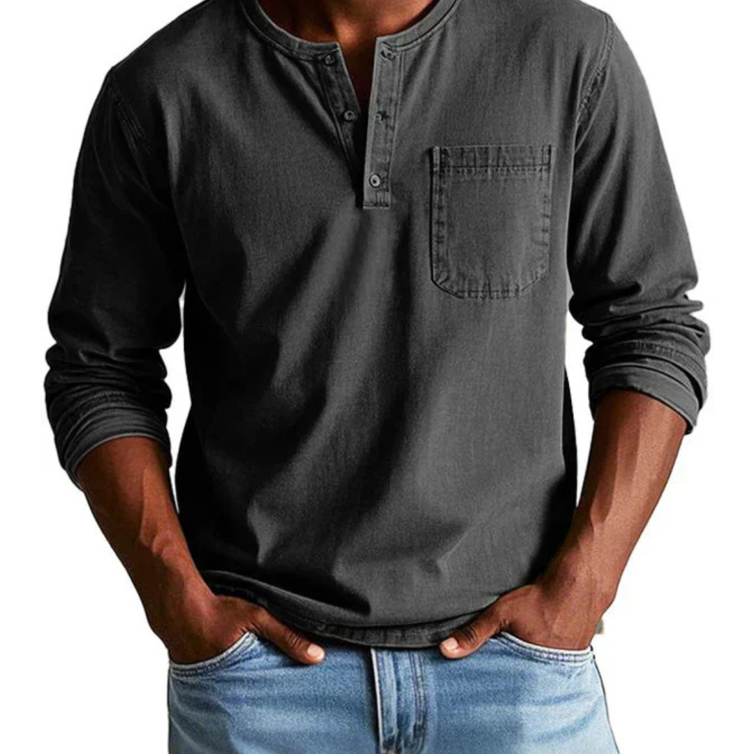 Męska koszulka Henley z długim rękawem