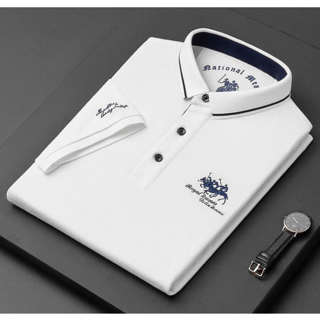 Męska koszulka polo premium z haftowanym logo i kontrastowym kołnierzykiem