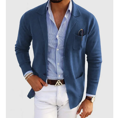 Męska lekka dzianinowa marynarka o dopasowanym kroju w stylu smart casual