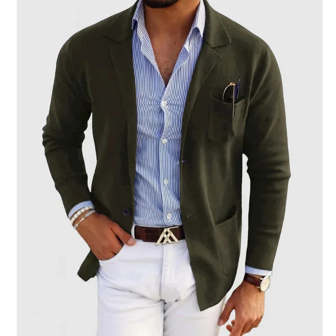 Męska lekka dzianinowa marynarka o dopasowanym kroju w stylu smart casual