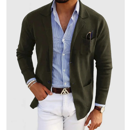 Męska lekka dzianinowa marynarka o dopasowanym kroju w stylu smart casual