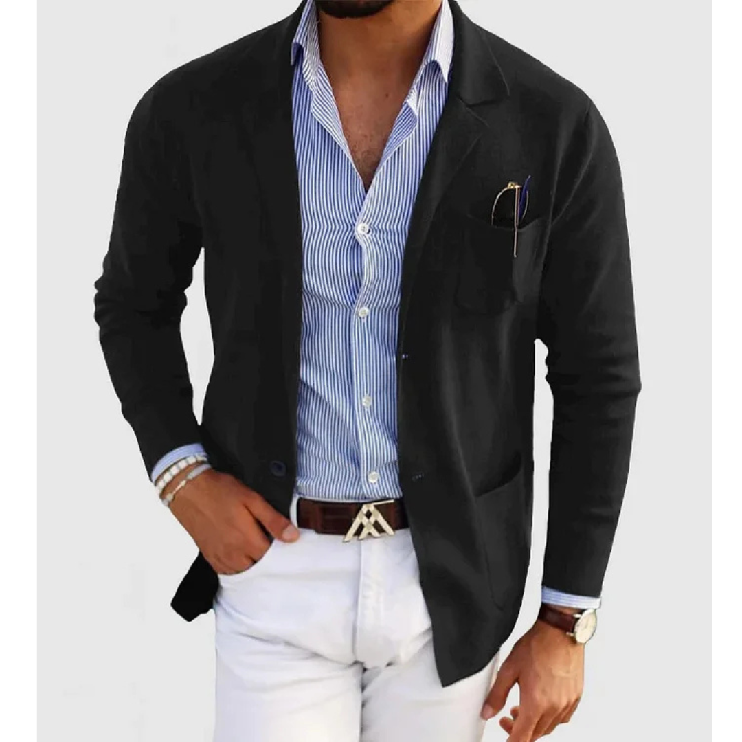 Męska lekka dzianinowa marynarka o dopasowanym kroju w stylu smart casual