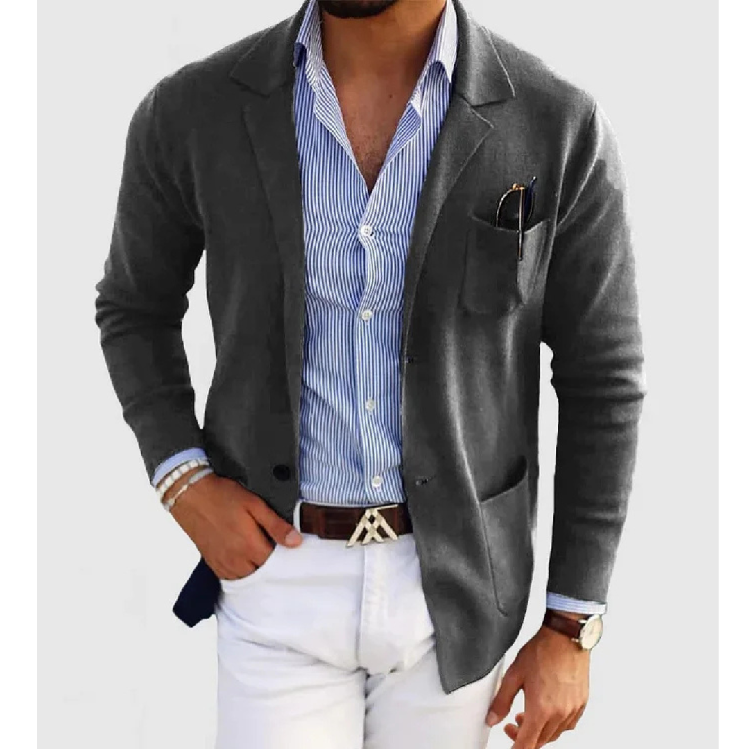 Męska lekka dzianinowa marynarka o dopasowanym kroju w stylu smart casual