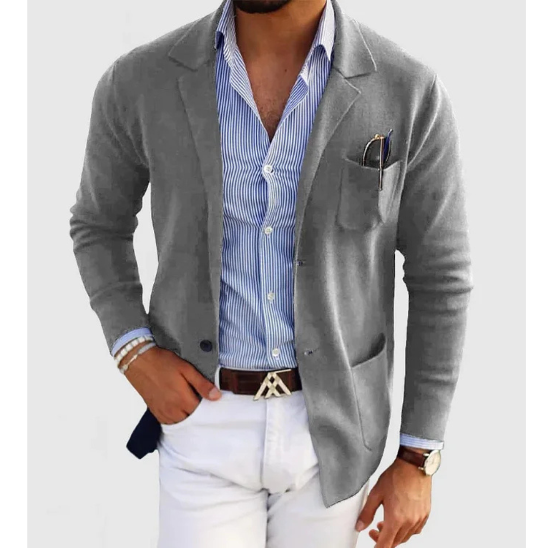 Męska lekka dzianinowa marynarka o dopasowanym kroju w stylu smart casual