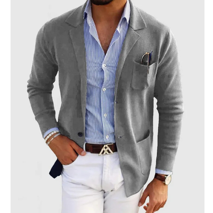 Męska lekka dzianinowa marynarka o dopasowanym kroju w stylu smart casual
