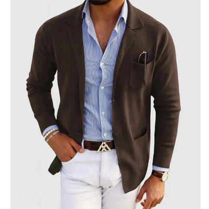 Męska lekka dzianinowa marynarka o dopasowanym kroju w stylu smart casual