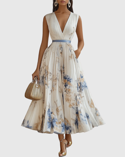Elegant Rowella Women’s Maxi Dress featuring a stylish pleated design and flattering V-neck, perfect for evening events and special occasions. 0