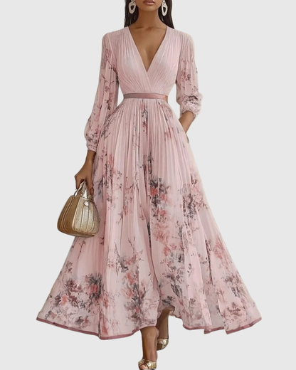 Elegant Rowella Women’s Maxi Dress featuring a stylish pleated design and flattering V-neck, perfect for evening events and special occasions. 10