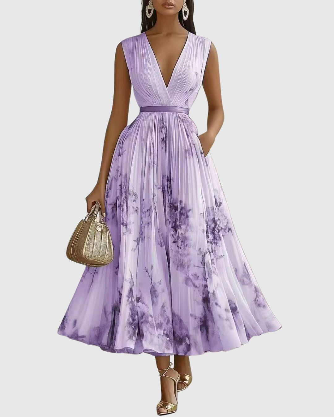 Elegant Rowella Women’s Maxi Dress featuring a stylish pleated design and flattering V-neck, perfect for evening events and special occasions. 11