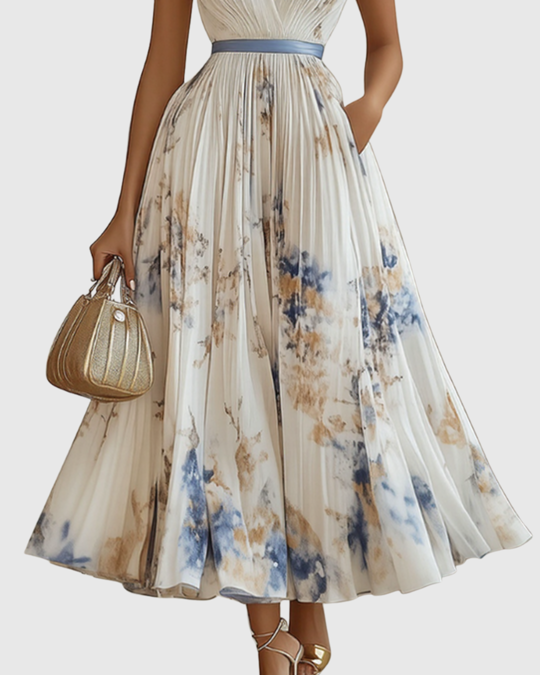 Elegant Rowella Women’s Maxi Dress featuring a stylish pleated design and flattering V-neck, perfect for evening events and special occasions. 2