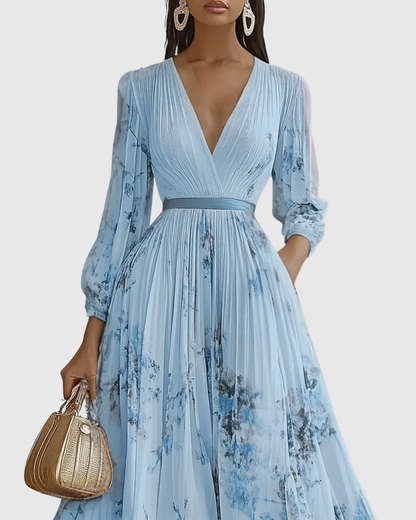 Elegant Rowella Women’s Maxi Dress featuring a stylish pleated design and flattering V-neck, perfect for evening events and special occasions. 4