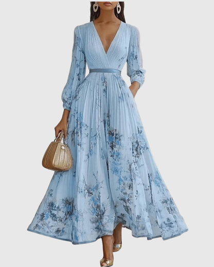 Elegant Rowella Women’s Maxi Dress featuring a stylish pleated design and flattering V-neck, perfect for evening events and special occasions. 5