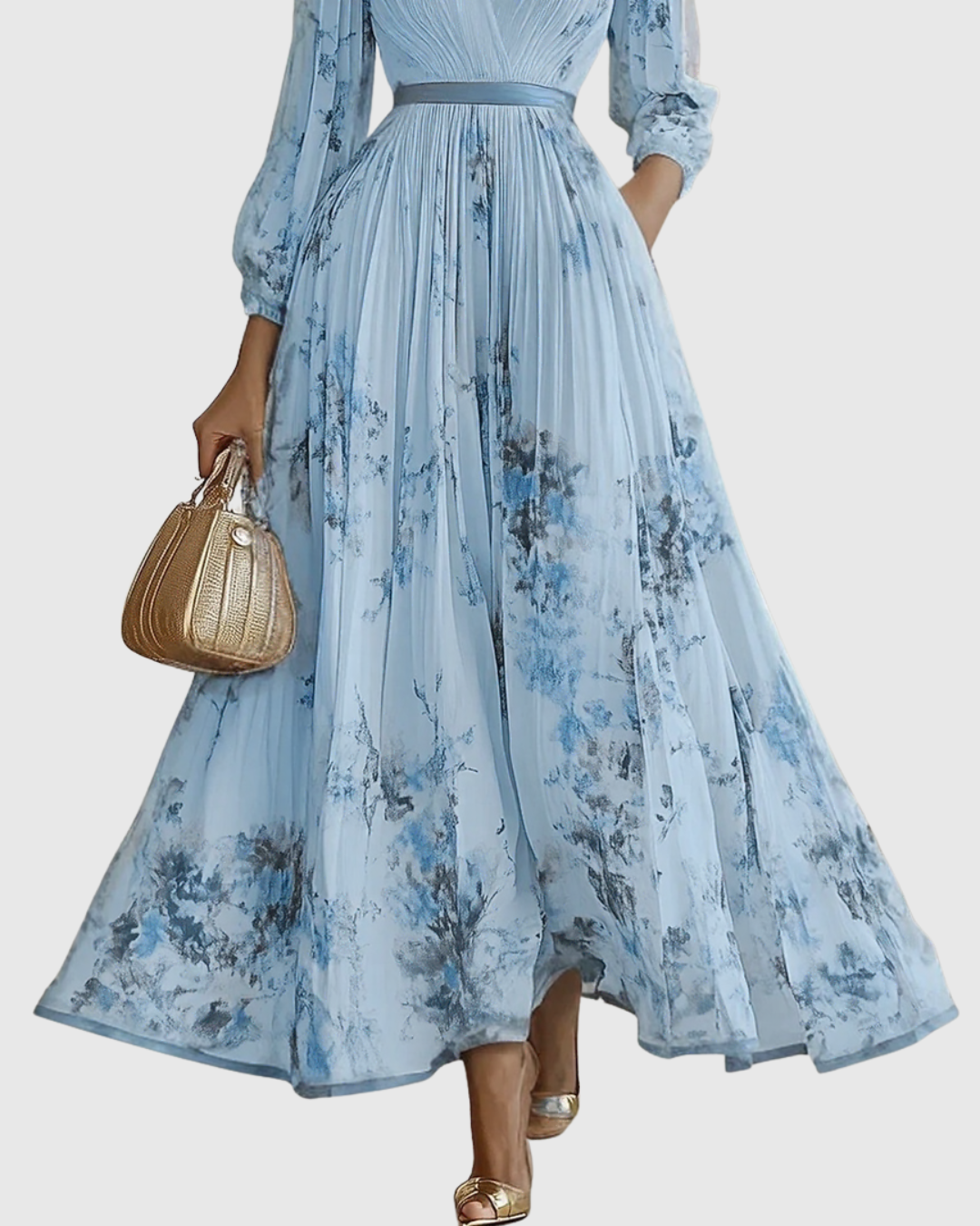 Elegant Rowella Women’s Maxi Dress featuring a stylish pleated design and flattering V-neck, perfect for evening events and special occasions. 6
