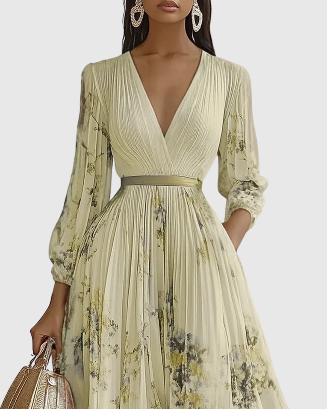 Elegant Rowella Women’s Maxi Dress featuring a stylish pleated design and flattering V-neck, perfect for evening events and special occasions. 8