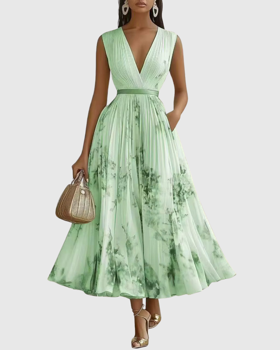 Elegant Rowella Women’s Maxi Dress featuring a stylish pleated design and flattering V-neck, perfect for evening events and special occasions. 9