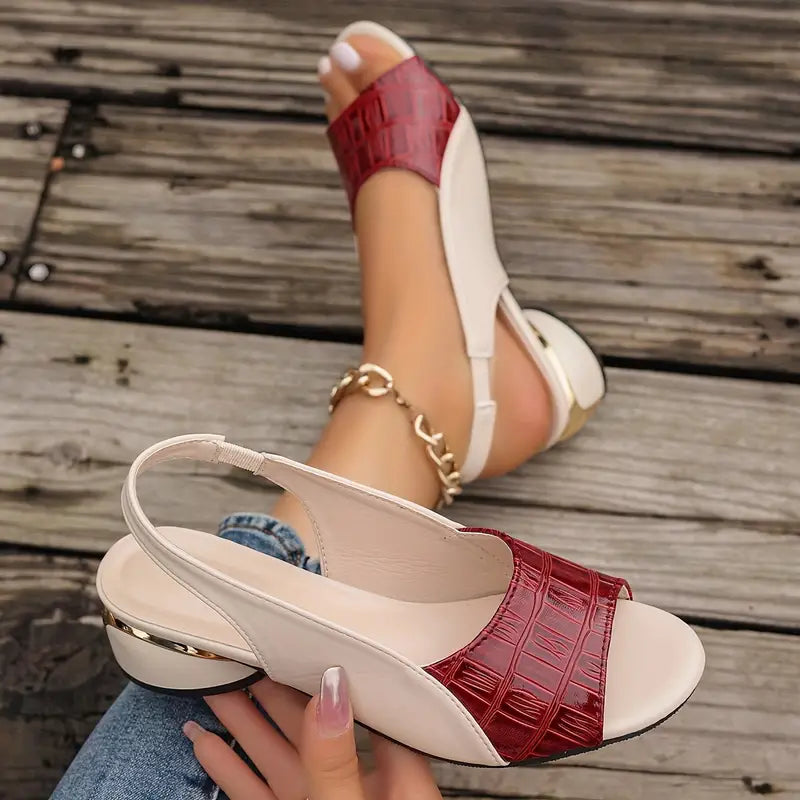 Solea women's block heel sandals featuring open toes and a wide strap, perfect for stylish summer outfits. 2